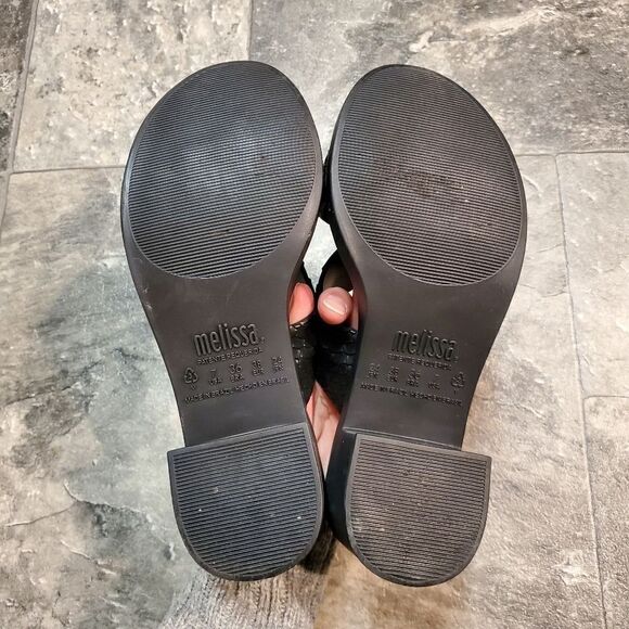 Melissa x Baja East Collab Black Python Strappy Block Heel Slide PVC Sandals 7 - Picture 7 of 8